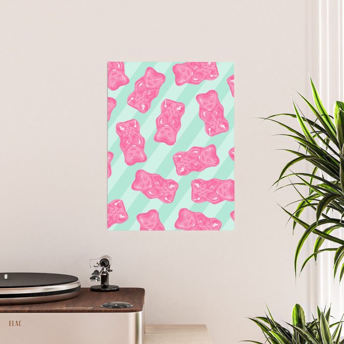 Pink Gummy Bears, Gummy bear decor, Candy wall art, Colorful kitchen art,  Quirky wall art, Pink kitchen poster, Fun kitchen art, Maximalist Tote Bag  for Sale by peachcakecanvas