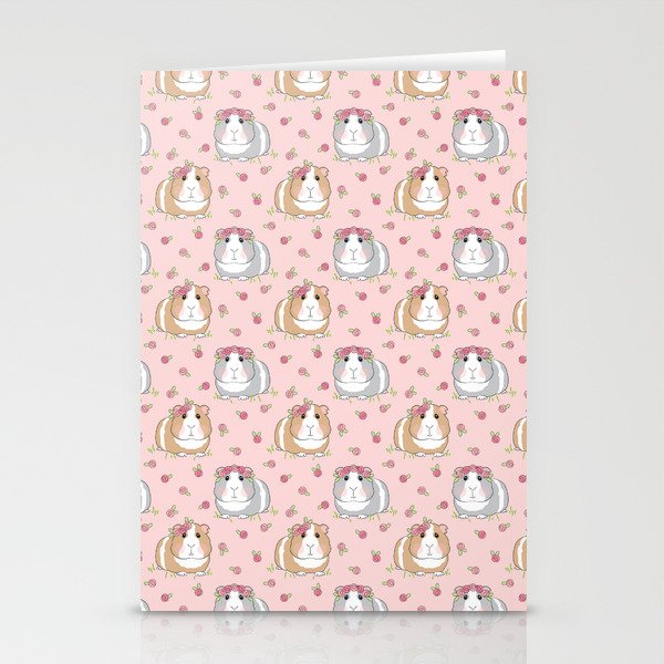 guinea pigs and roses repeating design Stationery Cards