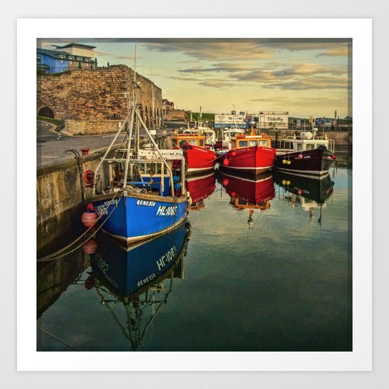 Seahouses Sunset Art Print