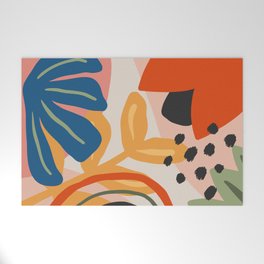 Flower Market Madrid, Abstract Retro Floral Print Welcome Mat