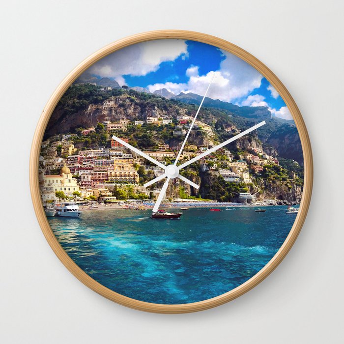Coast line of Positano, Italy Wall Clock
