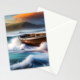 Boat Caught In Stormy Seas  Stationery Cards