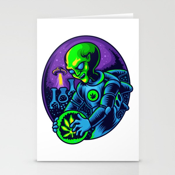 Alien research on cannabis Stationery Cards