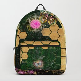 French chic, victorian,bee,floral,gold foil, belle epoque,art nouveau, green foil, elegant chic coll Backpack | Vintage, Typography, Oil, Watercolor, Pattern, Abstract, Concept, Black And White, Colored Pencil, Illustration 
