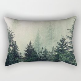Foggy Pine Trees Rectangular Pillow