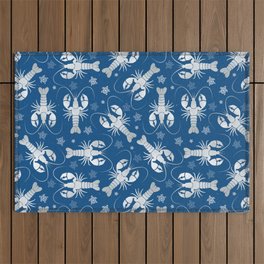 Lobster Love Classic Blue Outdoor Rug