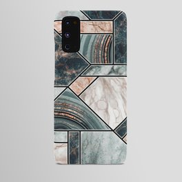 Art Deco Teal + Rose Gold Abstract Marble Geometry Android Case