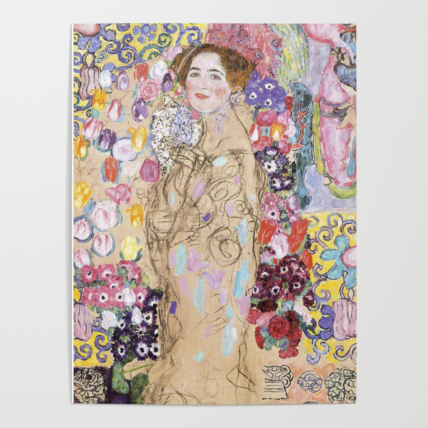 gustav klimt portrait of maria munk unfinished poster by colorfuldesigns