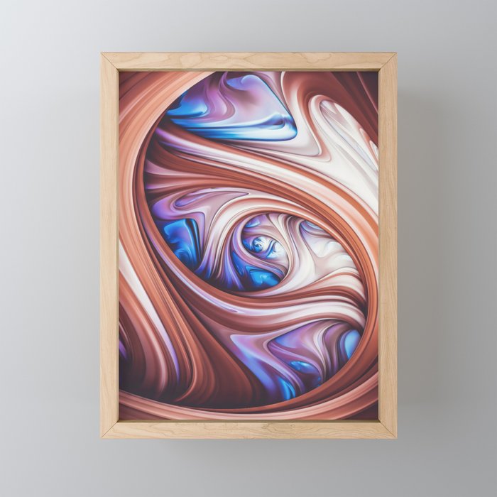 Blueberry Caramel. Abstract Swirl Framed Mini Art Print