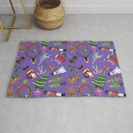 The Elements of Christmas (Pattern) (Purple) Rug | Gifts, Decor, Gingerbread, Elves, Home, Cartoon, Xmas, Pattern, Holiday, Interior 