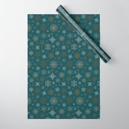 Holiday Winter Snowflakes in Green Wrapping Paper