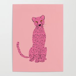 Preppy Aesthetic - Cute Pink Cheetah Poster