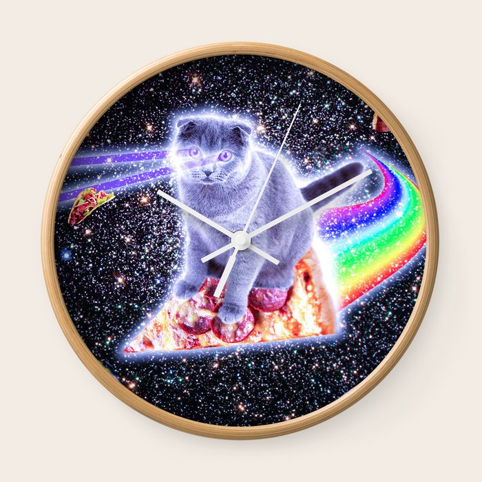 Society6 iPhone4/4S,5用 Kitten Pizza Galaxy Laser Eyes Space Cat Riding Rainbow Pizza Poster by Random