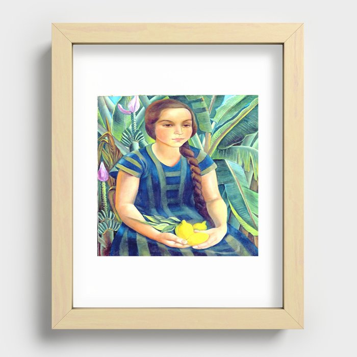 The young girl with lemons Recessed Framed Print