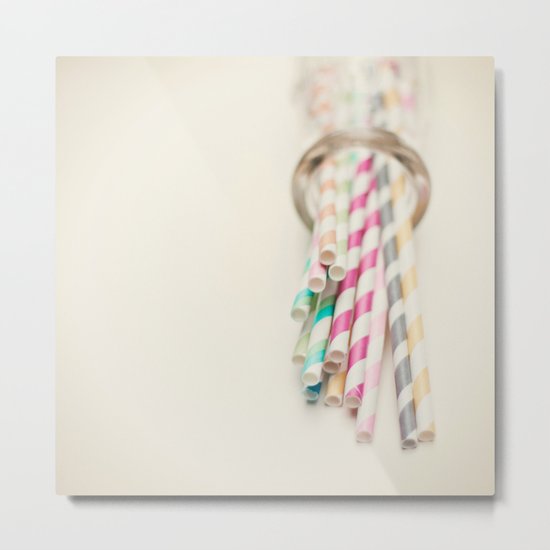 Retro Straws I Metal Print