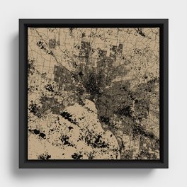 Melbourne- Australia - Grunge Map Design Framed Canvas