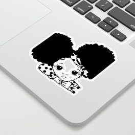 Peekaboo girl with puff afro ponytails,  Sticker