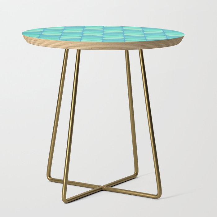 Vintage Diagonal Rectangles Ocean Green Side Table