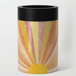 Shine On | Boho Sun Ray Design | Yellow and Pink Sunshine Illustration Can Cooler