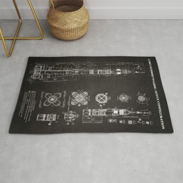 Soyuz Blueprint in High Resolution (black) Area & Throw Rug