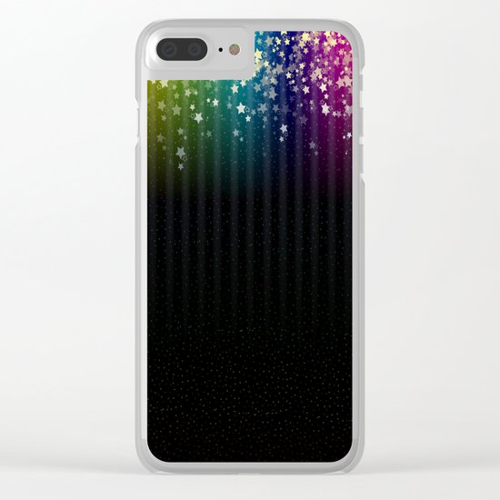 Colorful Space Rainbow Stars Clear iPhone Case