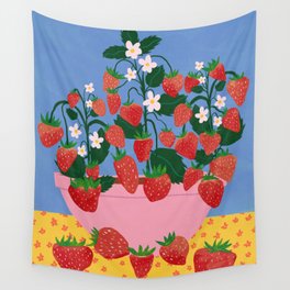 Potted Strawberries Wall Tapestry