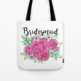 Bridesmaid Wedding Pink Roses Watercolor Tote Bag