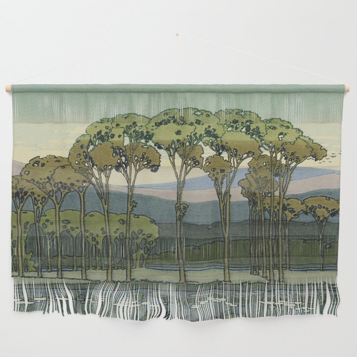 Japanese Block Print Summer Landscape by the Silver Studio Wall Hanging
