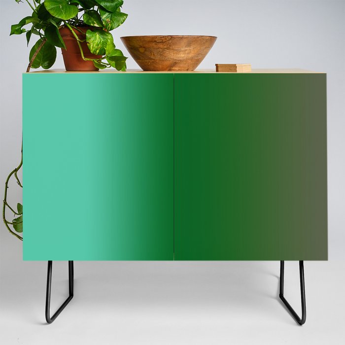 Modern Aqua Green And Herbal Chive Green Ombre Gradient Abstract Pattern Credenza