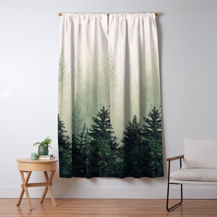 Foggy Pine Trees Blackout Curtain by Andreas12 Society6