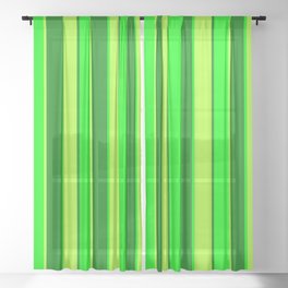 [ Thumbnail: Lime, Light Green & Green Colored Stripes Pattern Sheer Curtain ]