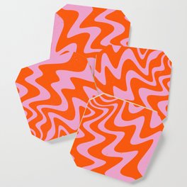 70s Retro Pink Orange Abstract Coaster