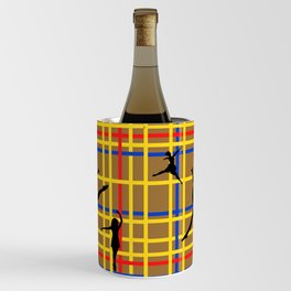 Dancing like Piet Mondrian - New York City I. Red, yellow, and Blue lines on the brown background Wine Chiller