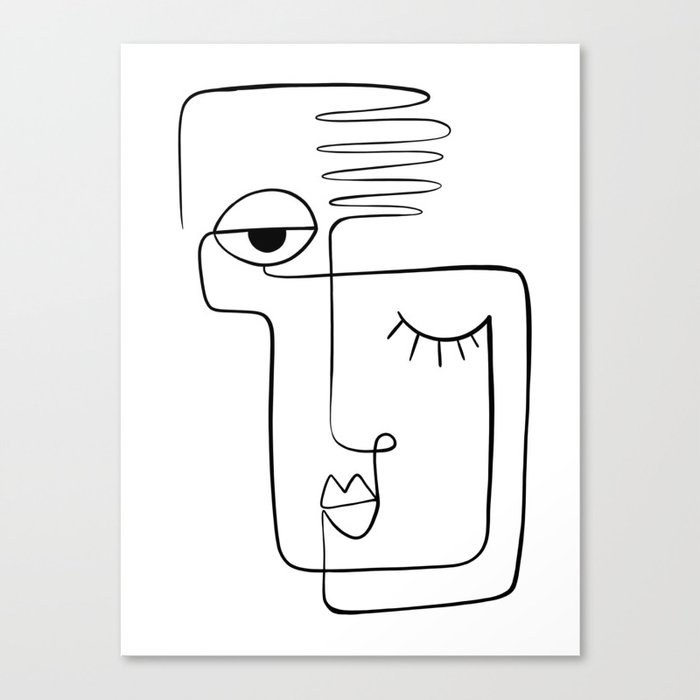 Line Art Face Canvas Print