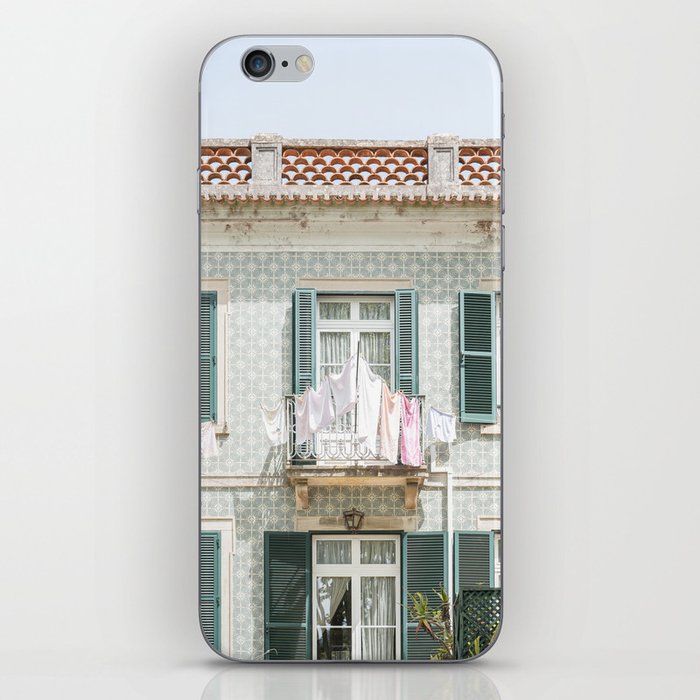 Laundry Day in Sintra | Tiled House in Portugal Art print | Street Travel Photography in Soft Pastel Colors iPhone Skin