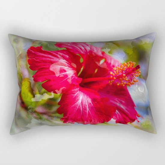 Red Hibiscus Rectangular Pillow