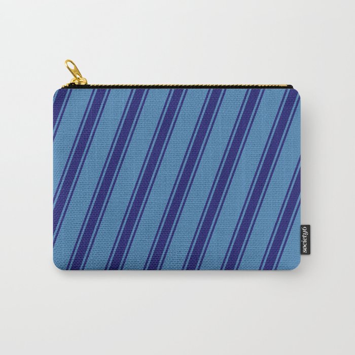 Blue and Midnight Blue Colored Stripes Pattern Carry-All Pouch