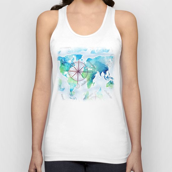 Watercolor map Unisex Tank Top