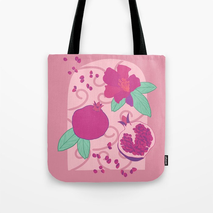 Pomegranate pink and green Tote Bag