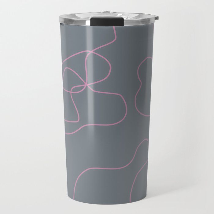 Modern Abstract Simple Gray Pink Hand Drawn Lines Travel Mug