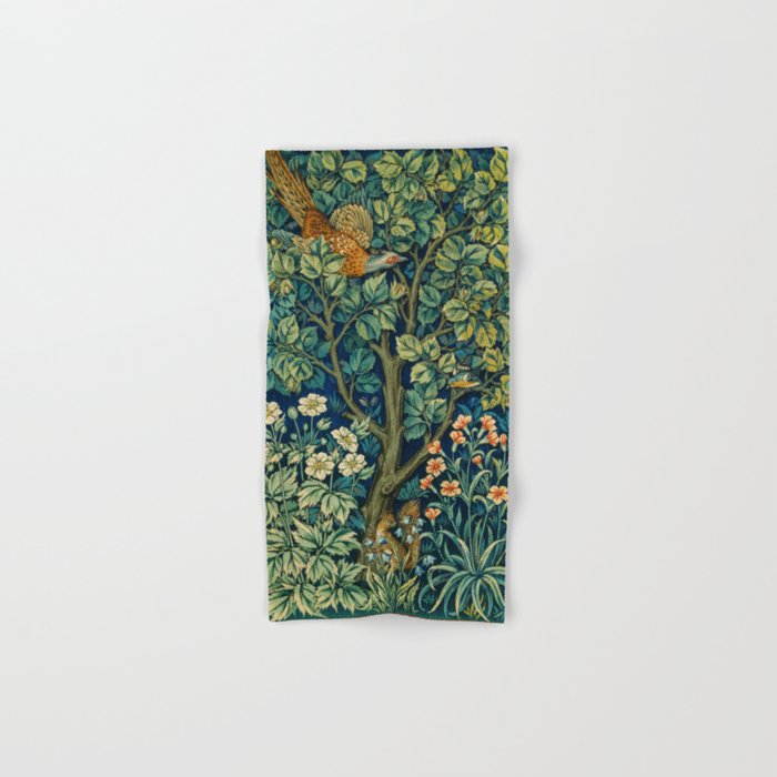 William Morris Forest Pattern  Victorian Decorative Cock Pheasant Vintage Bird And Forest Pattern Hand & Bath Towel