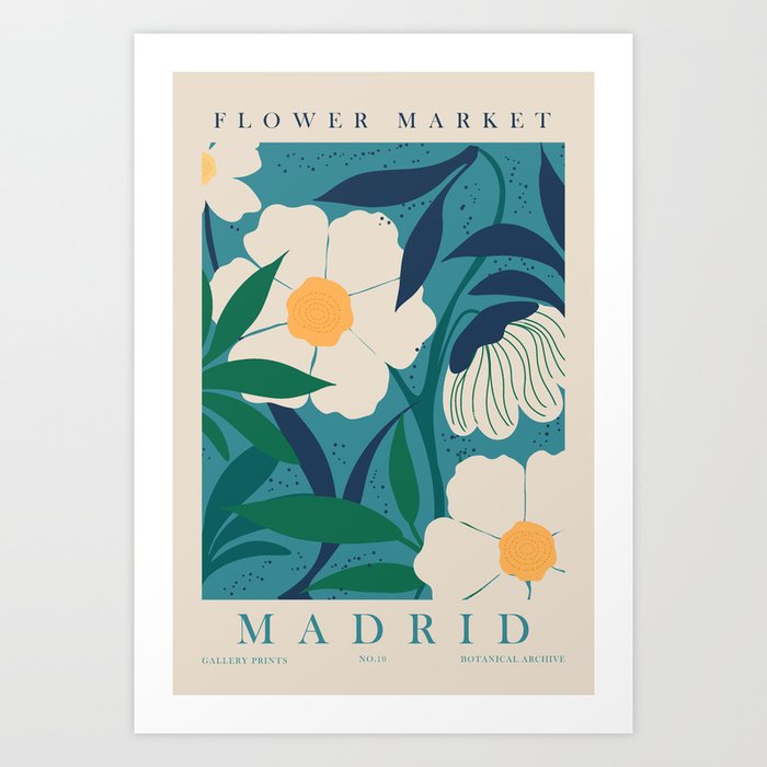 Madrid Flowers Market Art Print