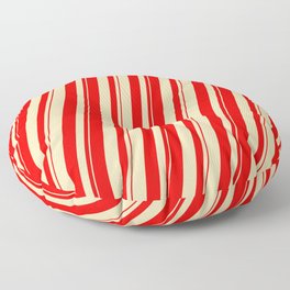 [ Thumbnail: Tan and Red Colored Lines Pattern Floor Pillow ]