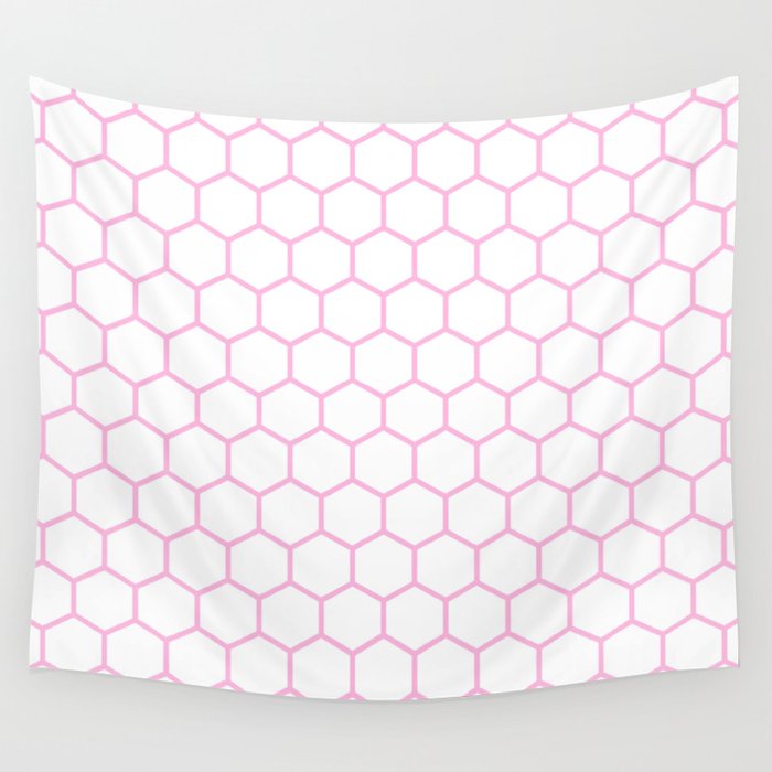 Honeycomb (Pink & White Pattern) Wall Tapestry