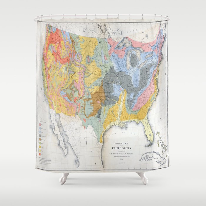 1874 Geological Map Of The United States Shower Curtain By 1874 Geological Map Of The United States Shower Curtain