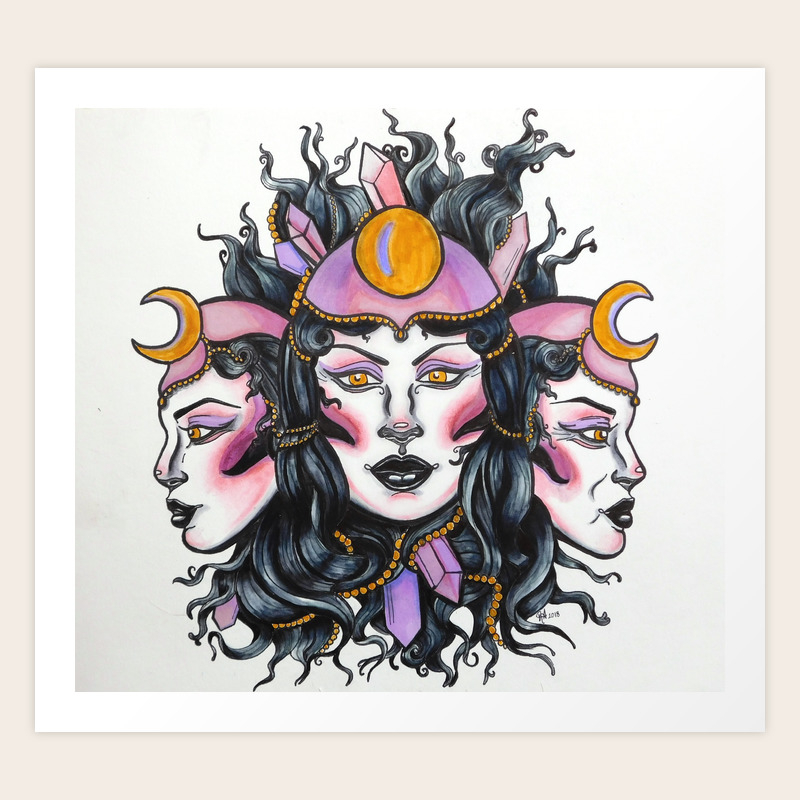 picture Wiccan Triple Moon Goddess Art triple moon goddess art print