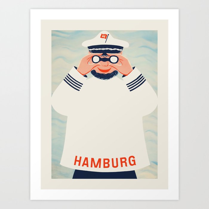 Hamburg, Germany - Vintage Travel Poster, 1958 Art Print