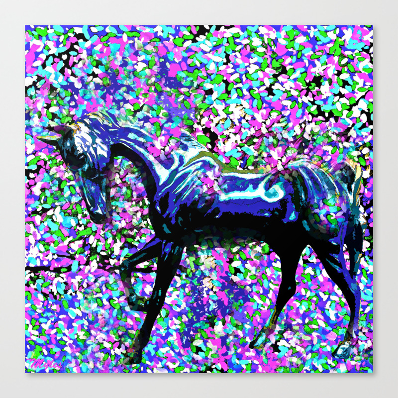 Horse And Flower Petals Oil Painting Canvas Print By Saundramyles