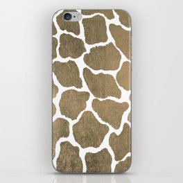 Elegant Hipster Abstract Gold White Giraffe Animal Print iPhone Skin