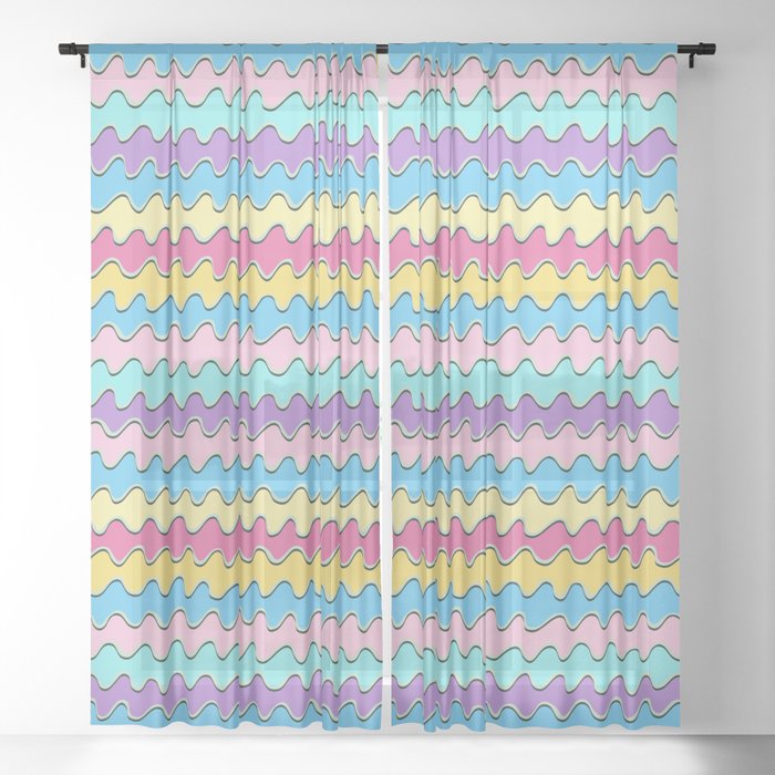 Abstract futuristic pattern in  Y2K bug style  Sheer Curtain